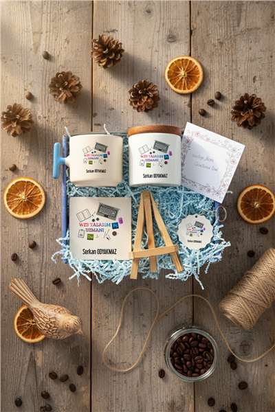 Web Tasarımı Uzmanı Hediye Kutusu - Kişiye Özel T Kupa, Seramik Kalemlik, Dekoratif Taş İsimlik, Güneş Anahtarlık