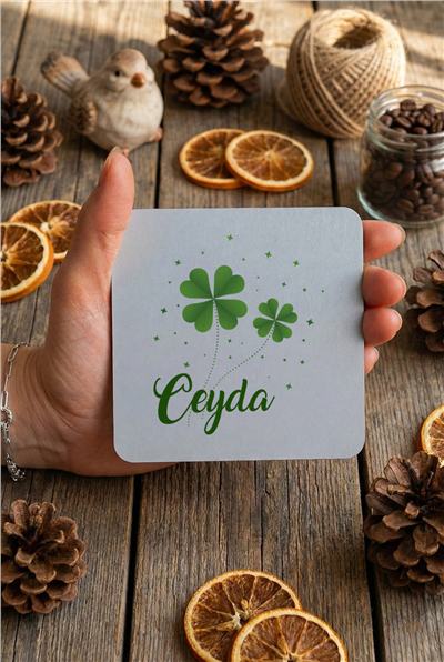 Yonca Kişiye Özel Bardak Altlığı