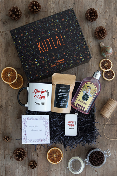 Yönetici Asistanı Hediye Kutusu - Kişiye Özel Kupa Standart, Traş Kolonyası, Çakmak, Filtre Kahve