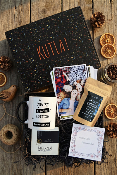 You Are a Limited Edition Hediye Kutusu - Kişiye Özel Kupa Standart, Filtre Kahve, Melodi Çikolata, Fotoğraf 12 Adet