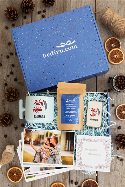 Zabıt Katibi Hediye Kutusu - Kişiye Özel T Pastel Kupa, Filtre Kahve, Çakmak, Fotoğraf 10 Adet