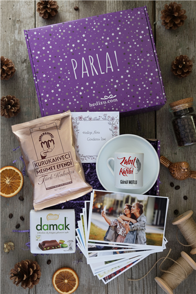 Zabıt Katibi Hediye Kutusu - Kişiye Özel Türk Kahvesi Fincanı, Türk Kahvesi, Damak Çikolata, Fotoğraf 12 Adet