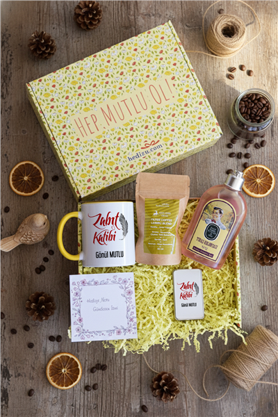 Zabıt Katibi Hediye Kutusu - Kişiye Özel Kupa Standart, Traş Kolonyası, Çakmak, Filtre Kahve