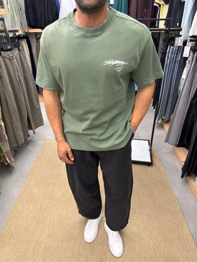 Catch Studio Yıkamalı Yüksek Kalite Tshirt Yeşil