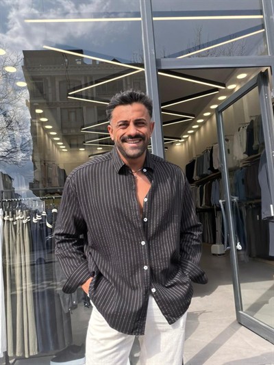 Giesto Çizgili Viscon Keten Gömlek Siyah