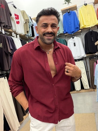 Giesto Gies Keten Gömlek Bordo