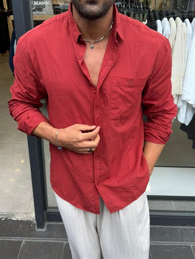 Giesto Vual Kumaş Gömlek Kırmızı
