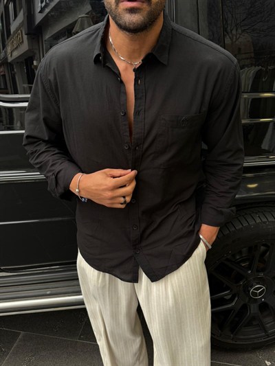 Giesto Vual Kumaş Gömlek Siyah