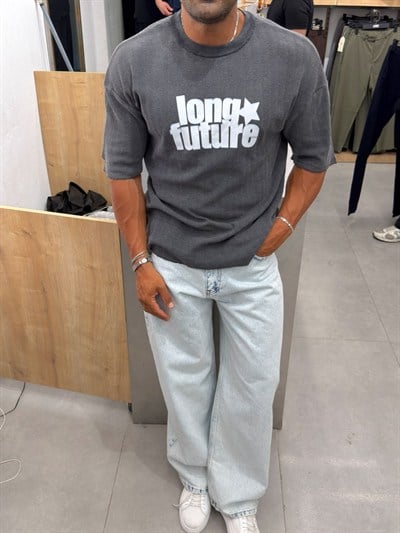 Örme Oversize Tshirt Antrasit