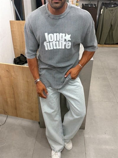 Örme Oversize Tshirt Gri