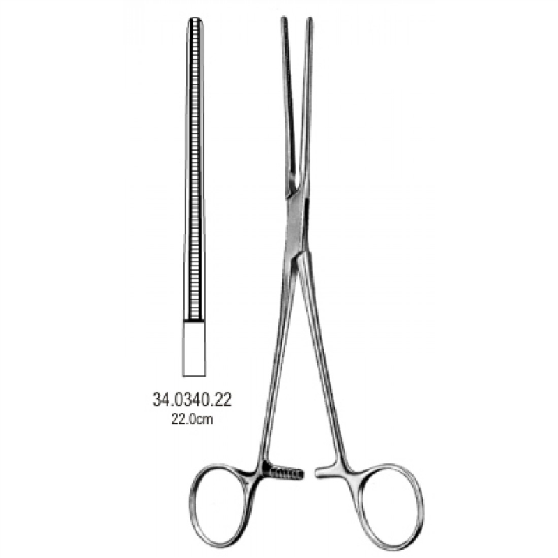 34.0340.22 Potts Koarktasyon Forseps Atravmatik Düz 22cm