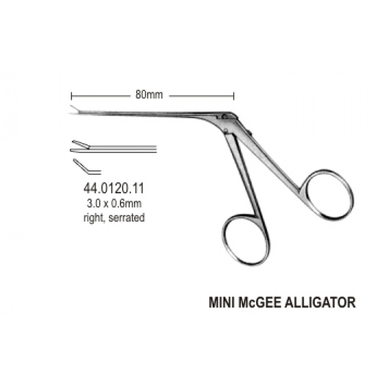 44.0120.11 Mikro Kulak Forsepsi Tırtıklı Sağ 3.0x0.6mm, 8cm
