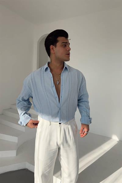 Bebemavi Linen Nakışlı Keten Gömlek