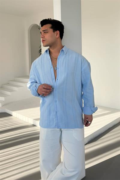Bebemavi Linen Nakışlı Keten Gömlek