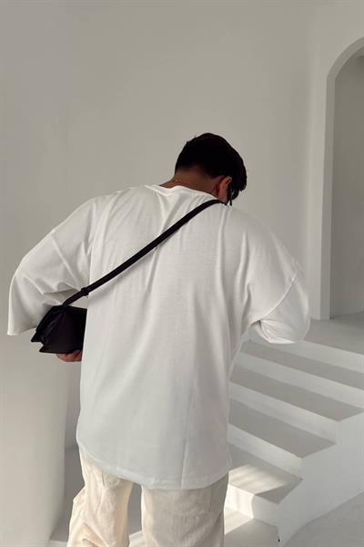 Beyaz Basic Fakir Kol T-Shirt