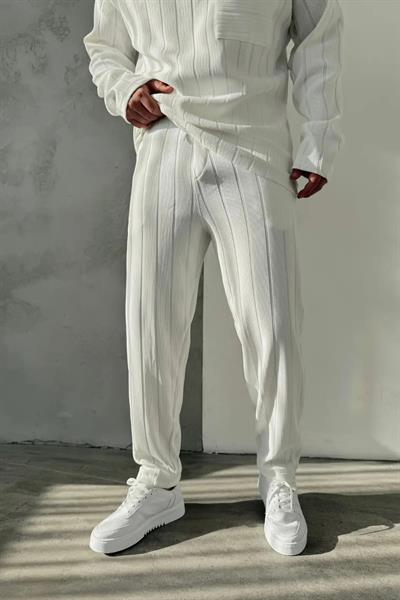 Beyaz Carrot Kalın Fitilli Jogger