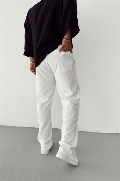 Beyaz Şeritli Baggy Pantolon