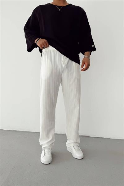 Beyaz Şeritli Baggy Pantolon