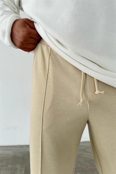 Çımalı Boyfreind Pantolon Krem