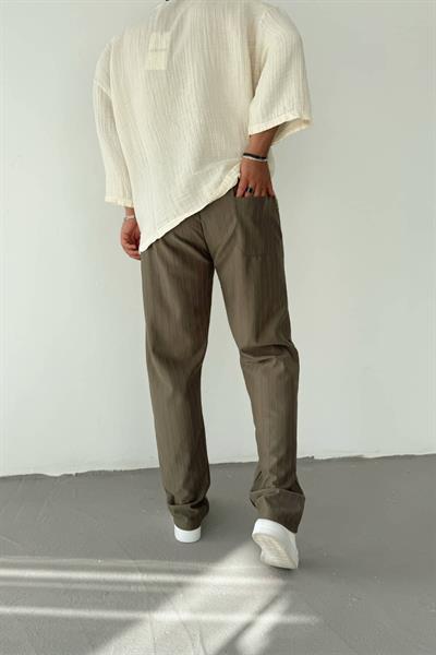 Haki Yeşil Şeritli Baggy Pantolon