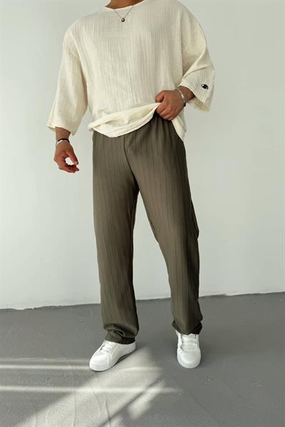 Haki Yeşil Şeritli Baggy Pantolon
