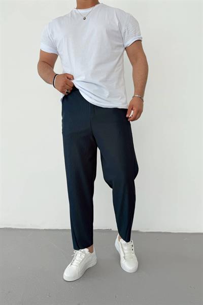 İndigo İnce Fitilli Asimetrik Kesim Pantolon