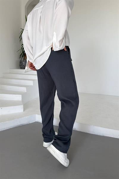 İndigo Modal Kemerli Baggy Pantolon