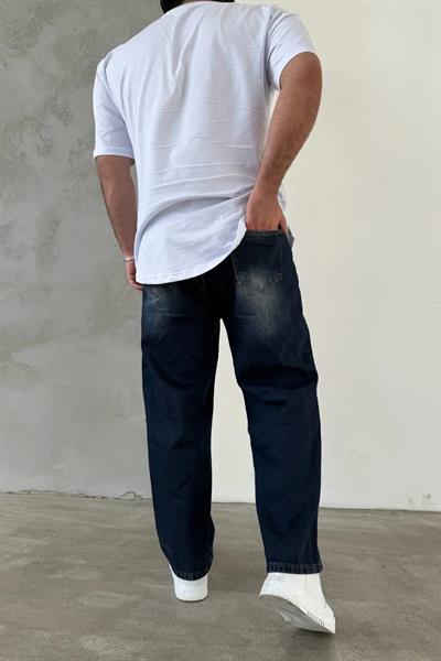 Kahve Tit Yıkama Baggy Kot Pantolon Lacivert