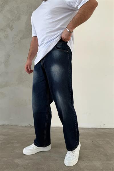 Kahve Tit Yıkama Baggy Kot Pantolon Lacivert