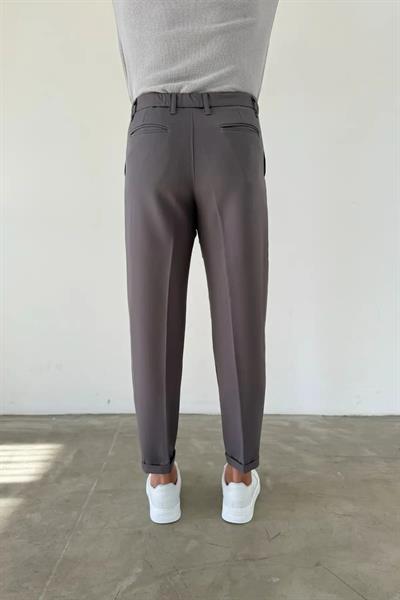 Kışlık Kısa Dilli Kumaş Pantolon FÜME