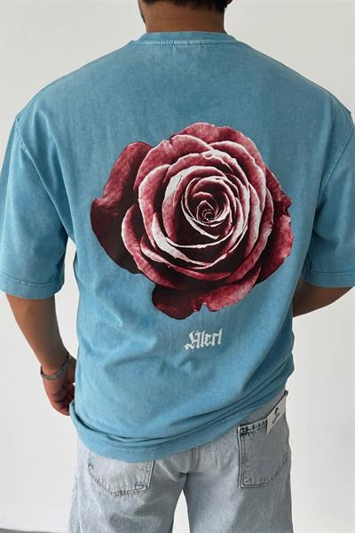 Mavi Yüksek Kalite Sırt Baskılı T-shirt