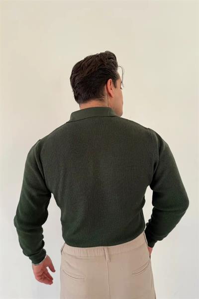 Örme Triko Polo Yaka Zümrüt Yeşil