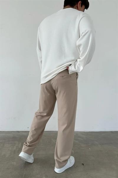 Pileli Baggy Krem Pantolon