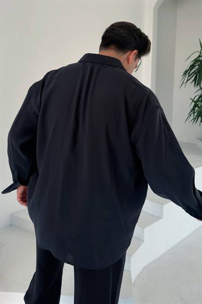 Siyah Modal Kumaş Gömlek
