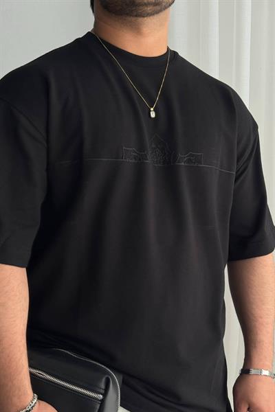 Siyah Nakışlı T-shirt