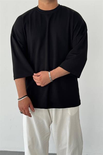 Siyah Oysho Kumaş Fakir Kol T-shirt
