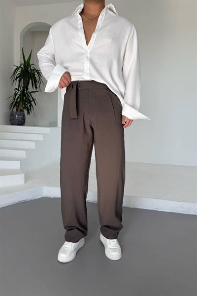Yeşil Modal Kemerli Baggy Pantolon