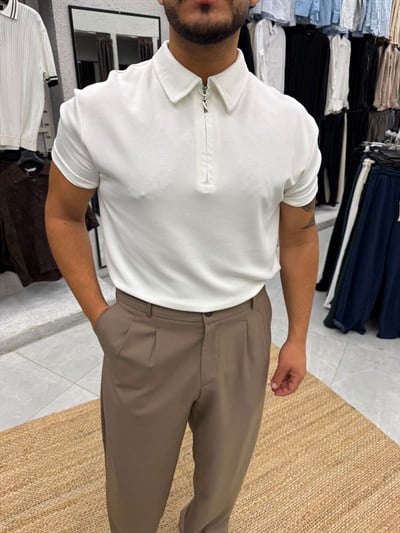 Beyaz Nushi Oysh Polo Yaka