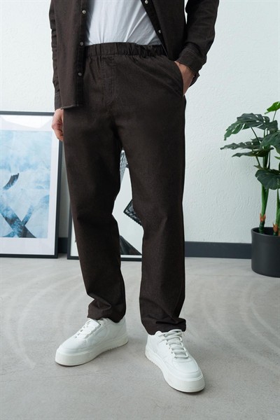 Kahve Bel Lastikli Jean