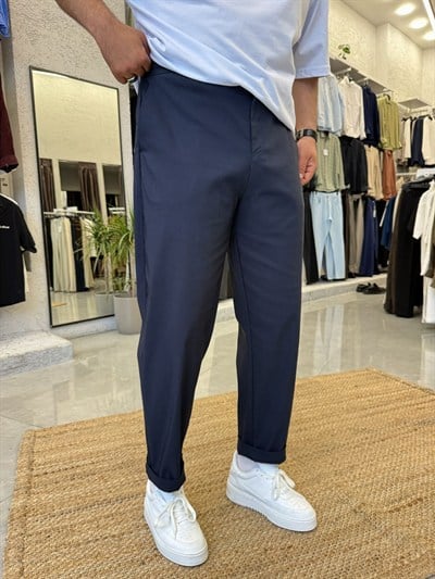 Lacivert Paraşüt Kumaş İpli Jogger