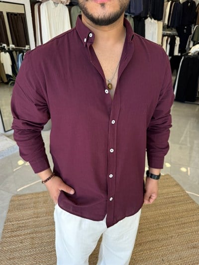 Mürdüm Fresh Keten Gömlek