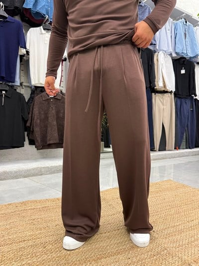 Oysh Kumaş İspanyol Paça Pantolon Kahve