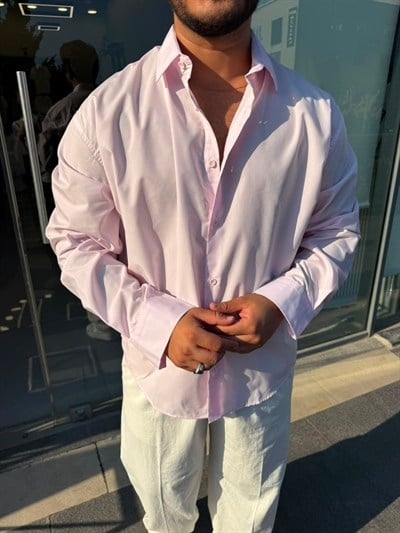 Pembe Poplin Regular Kalıp Gömlek