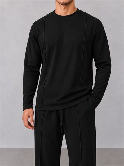 Şerit Detaylı Sweat Siyah