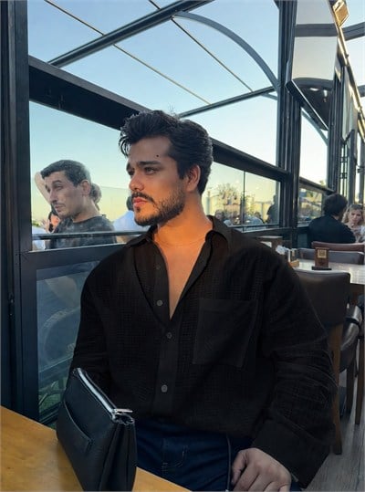 Siyah Boxy Fit Kare Desenli Gömlek