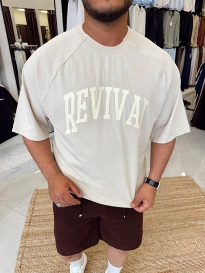 Taş Revival Enjeksiyon Baskı T-shirt