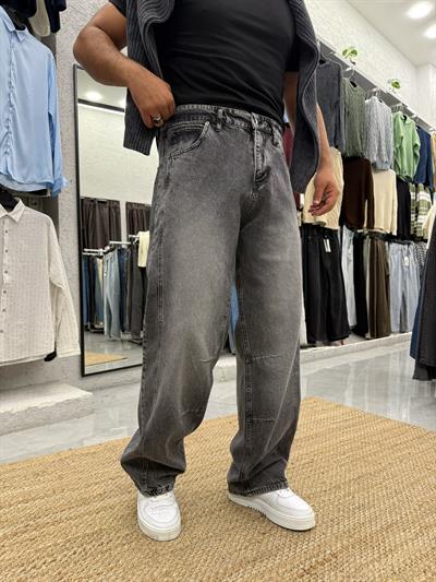 Yan Şeritli Baggy Kot Pantolon Antrasit