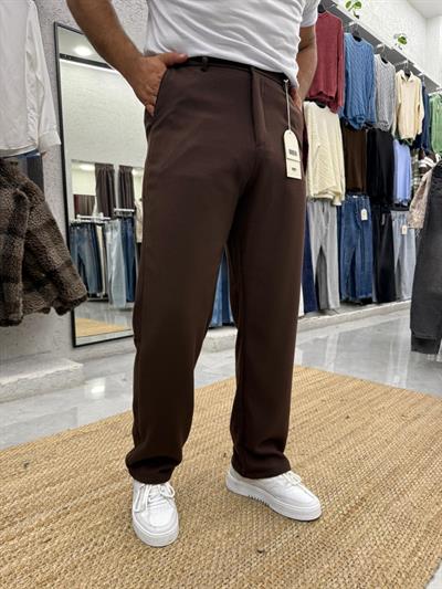 Yünlü Regular Kalıp Pantolon Kahverengi