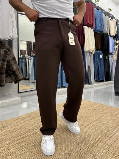 Yünlü Regular Kalıp Pantolon Kahverengi