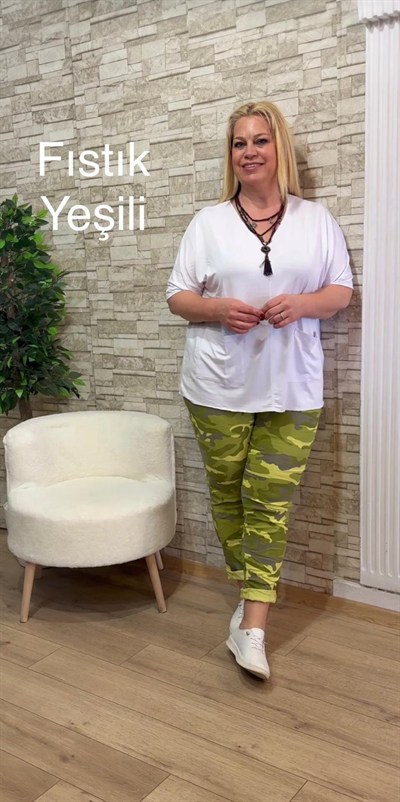 1148 İTALYAN KAMUFLAJ PANTOLON-FISTIK YEŞİLİ